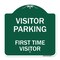 Signmission Reserved Parking Visitor Parking First Time Visitor, Green & White Architectural, GW-1818-23017 A-DES-GW-1818-23017 - alternate 1